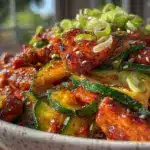 healthy low-calorie chicken zucchini stir fry - featured image