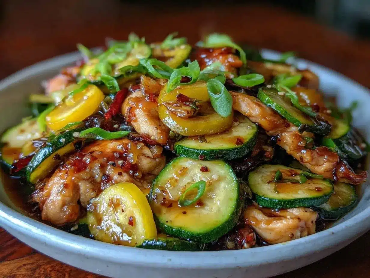 healthy low-calorie chicken zucchini stir fry preparation steps