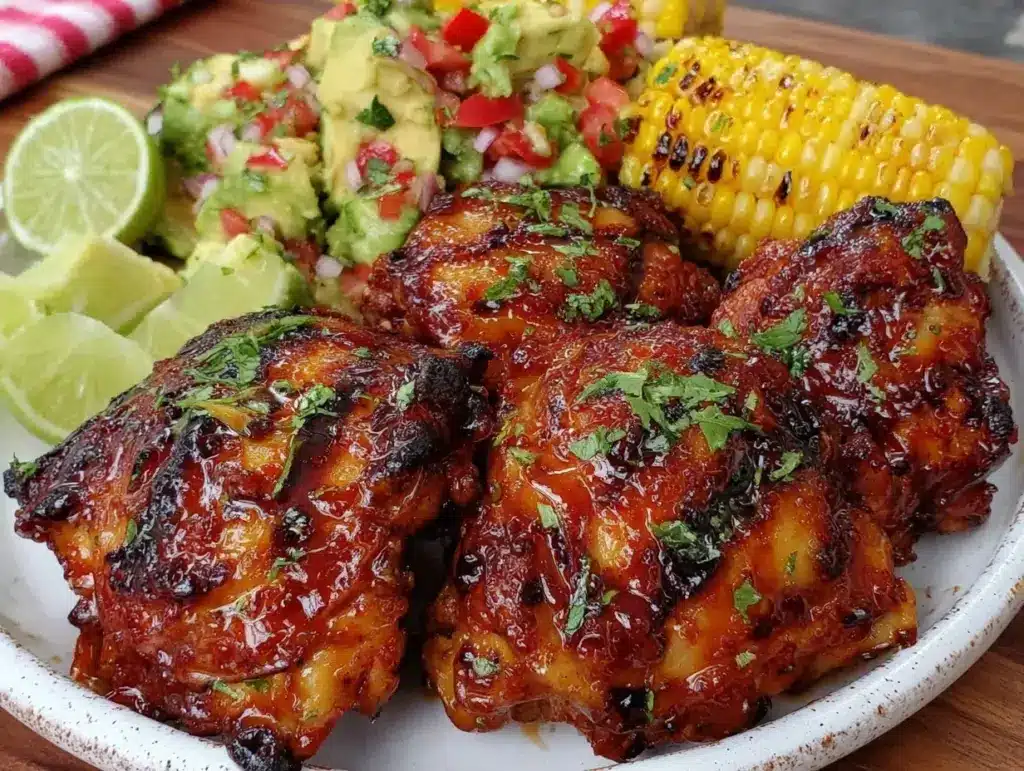 honey sriracha grilled chicken thighs - featured image