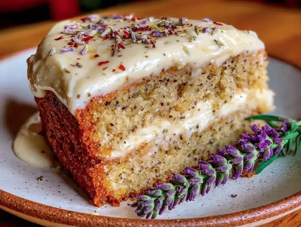 iced lavender earl grey latte cake - featured image