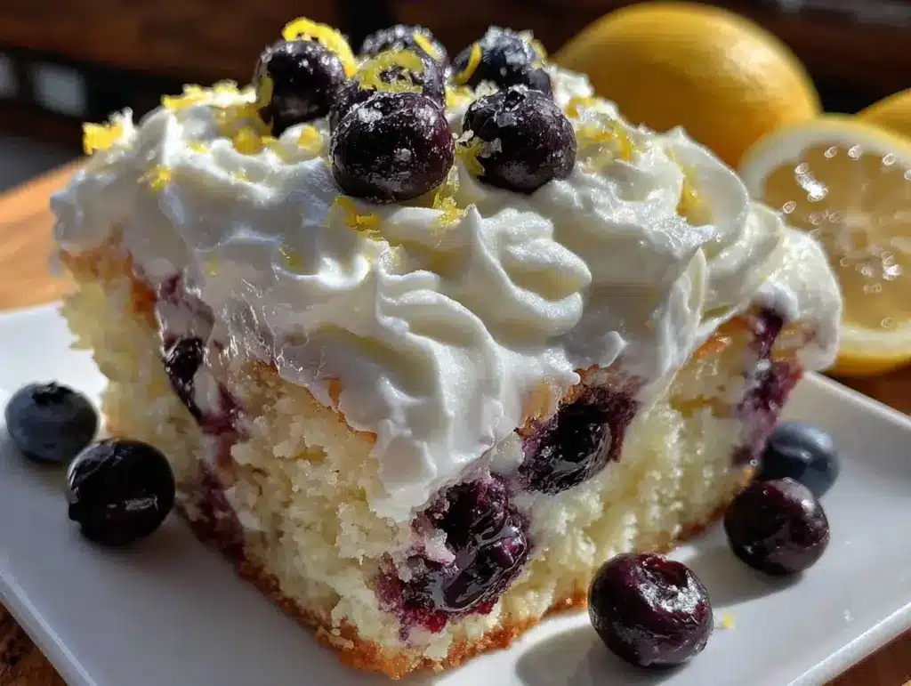 lemon blueberry sheet cake - featured image