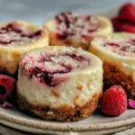 mini raspberry rose cheesecakes - featured image
