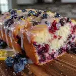 moist lemon blueberry pound cake loaf - featured image