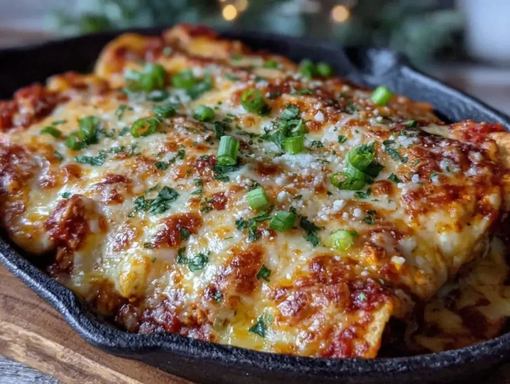 one-pan cheesy chicken enchiladas - featured image