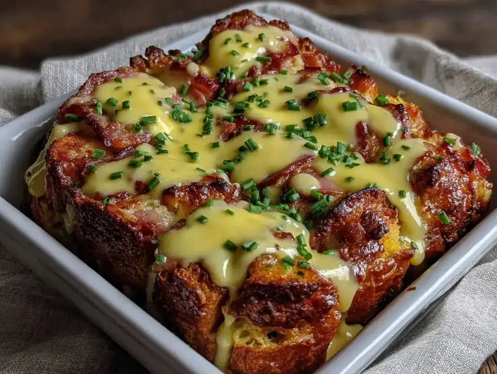 overnight eggs benedict casserole - featured image