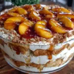 peach custard trifle bowl recipe - featured image