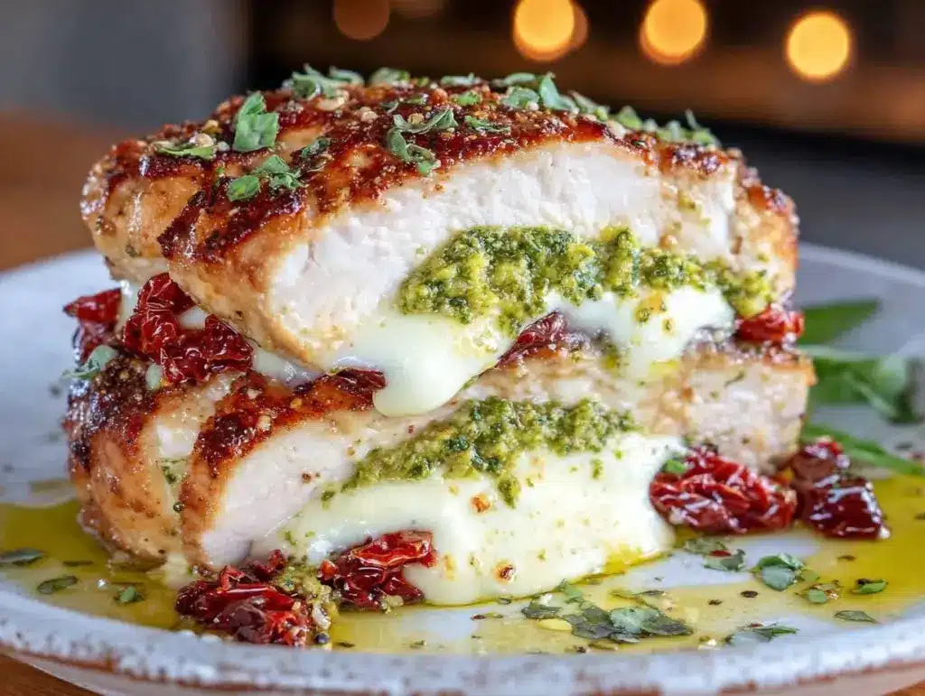 pesto stuffed chicken breast - featured image