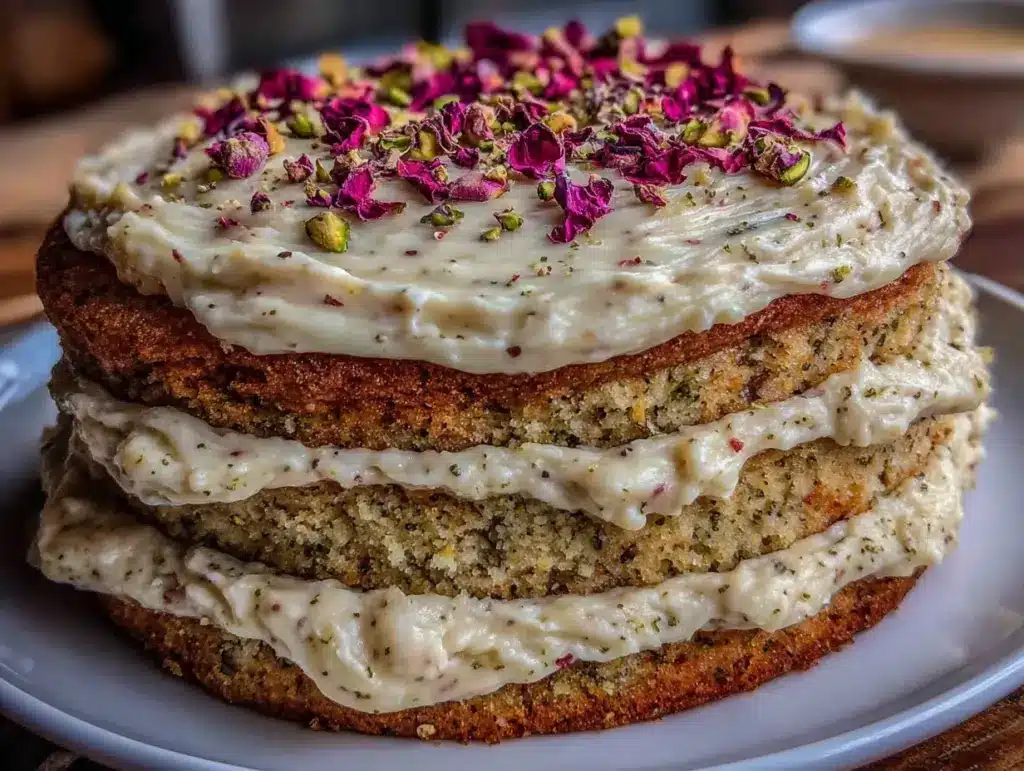 pistachio layer cake - featured image