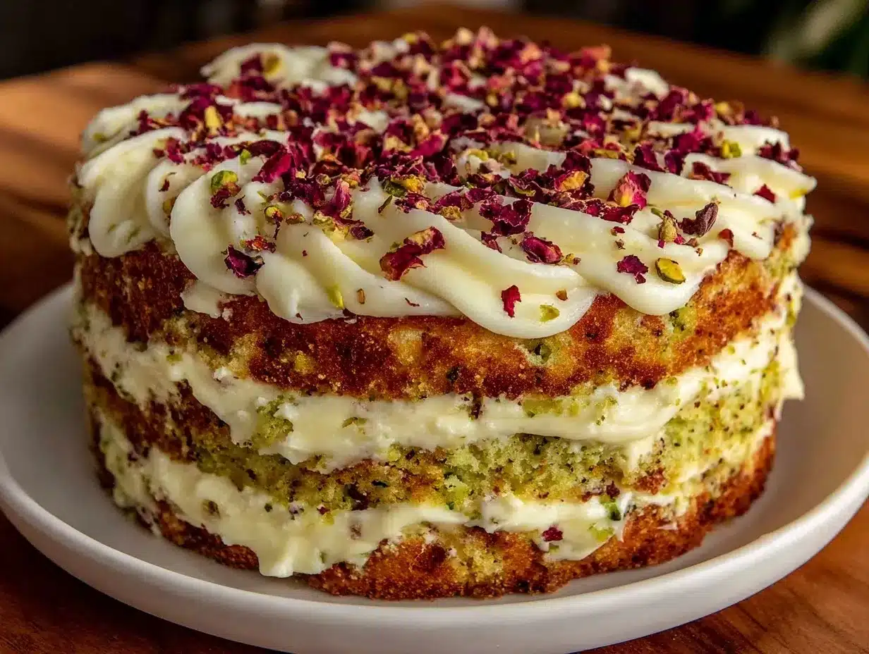 pistachio layer cake preparation steps