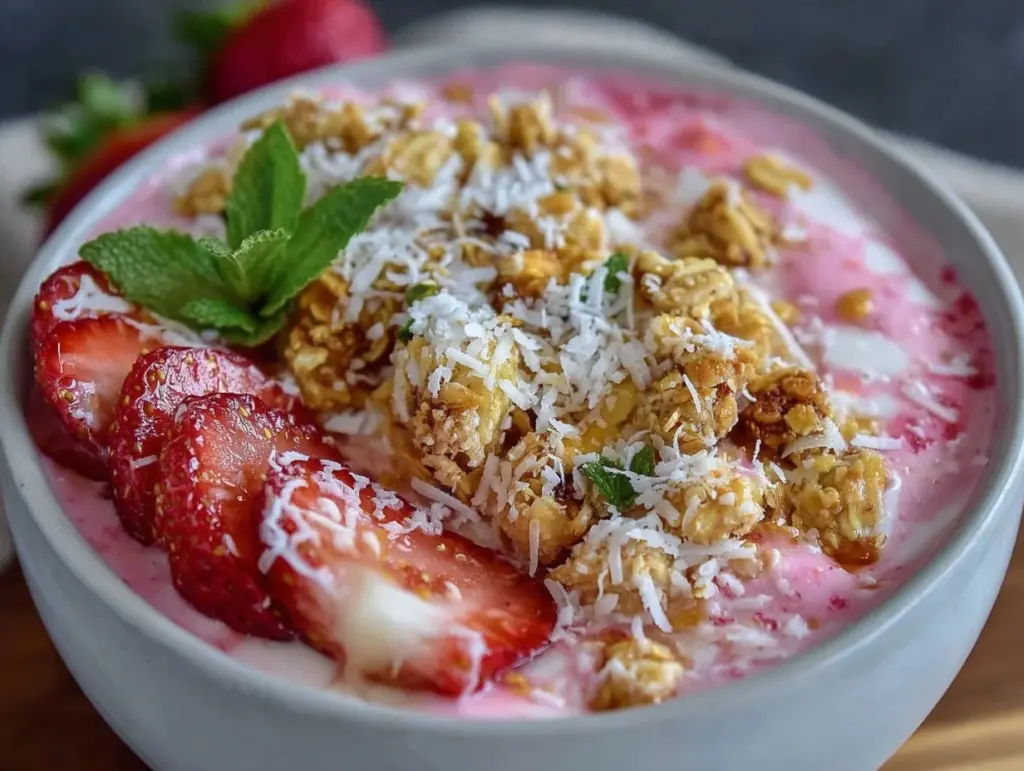 protein strawberry smoothie bowl - featured image