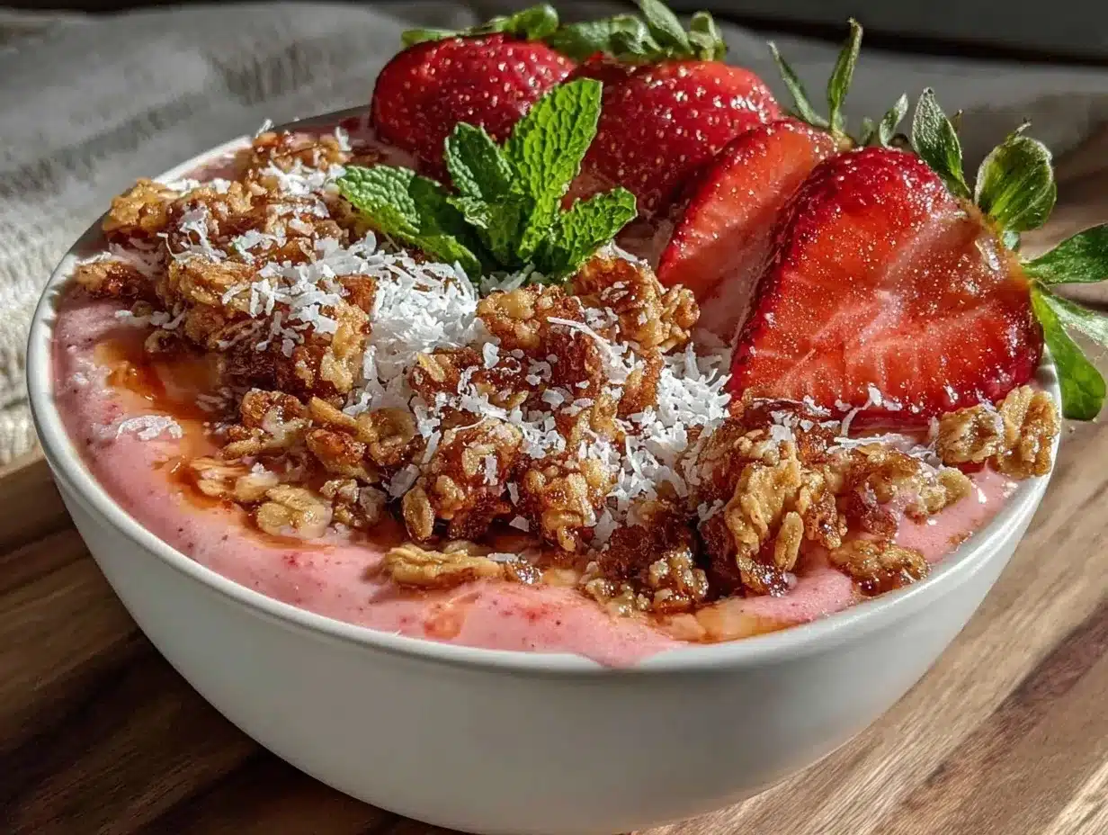 protein strawberry smoothie bowl preparation steps