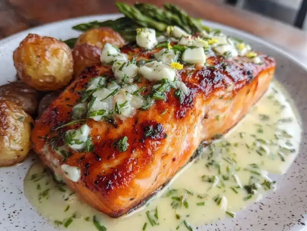 quick garlic butter salmon - featured image