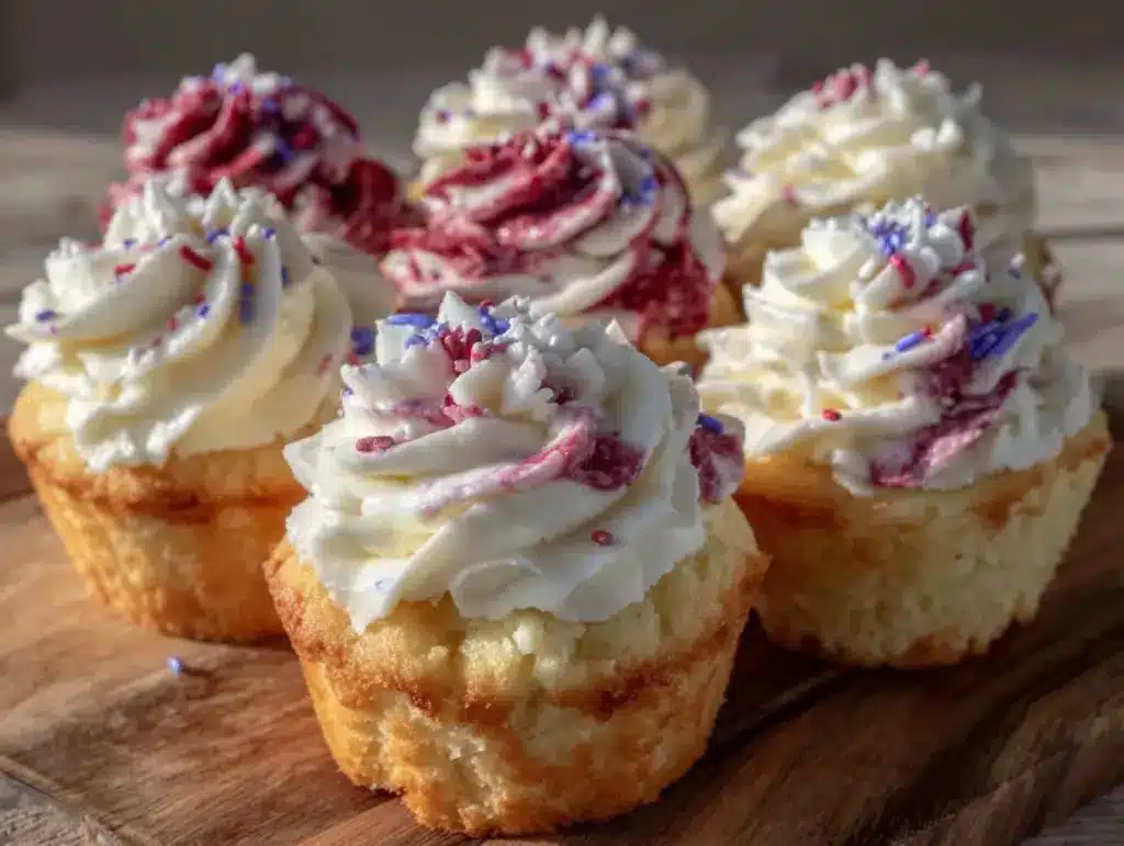 red white and blue cupcakes - featured image