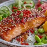 sesame ginger salmon buddha bowl - featured image