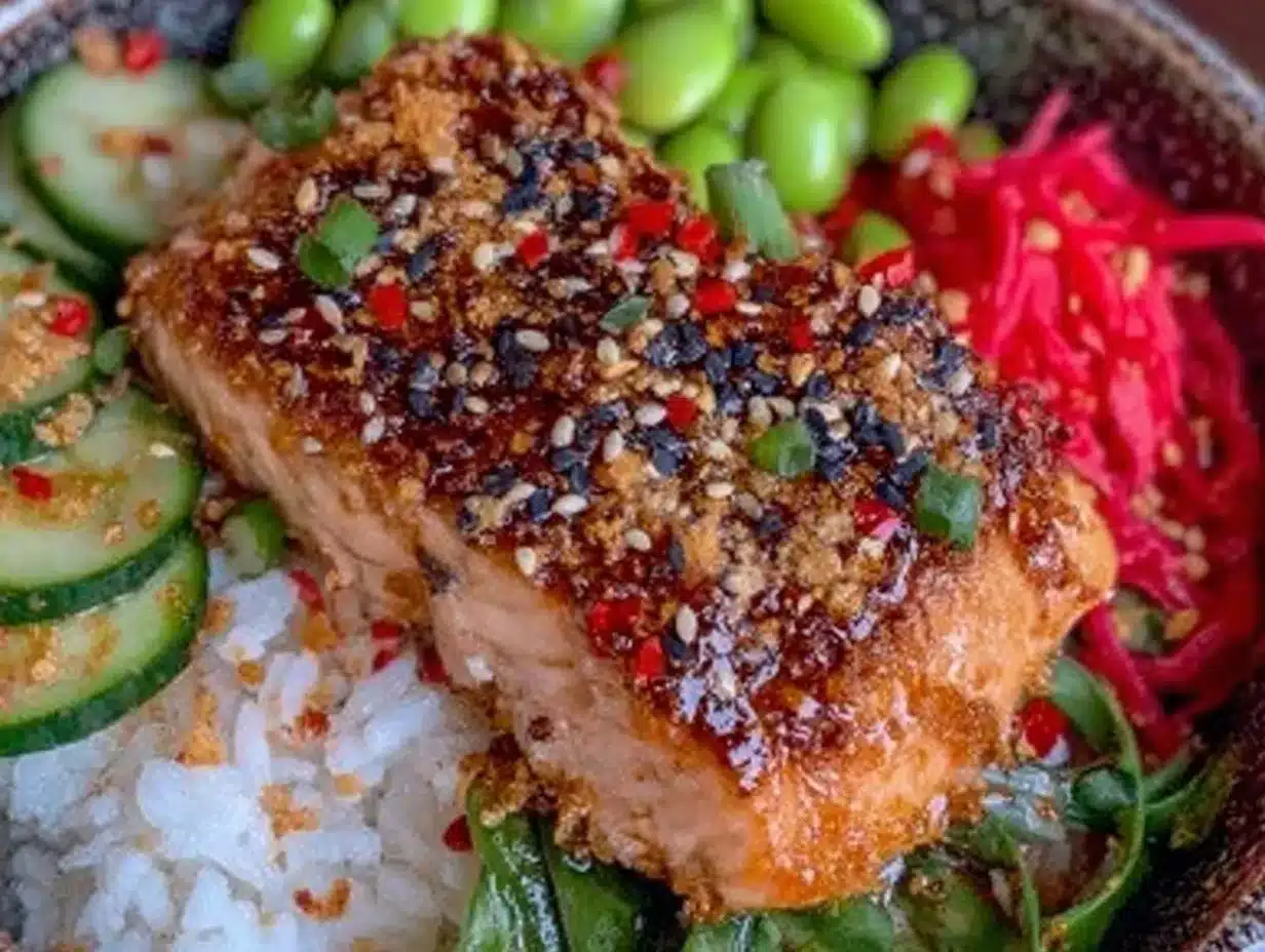 sesame ginger salmon buddha bowl preparation steps