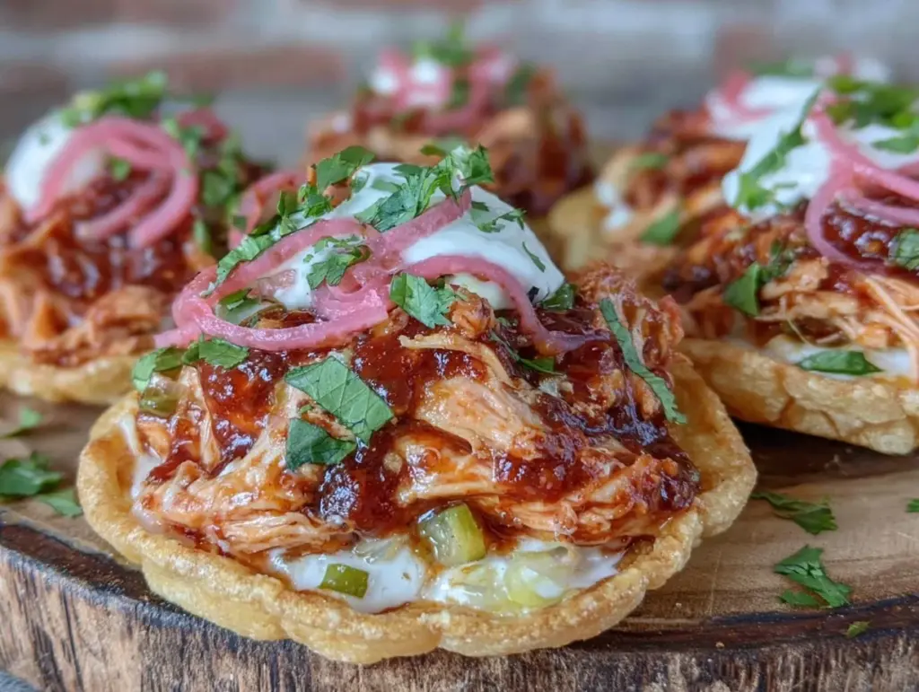 slow cooker chicken tinga tostadas - featured image