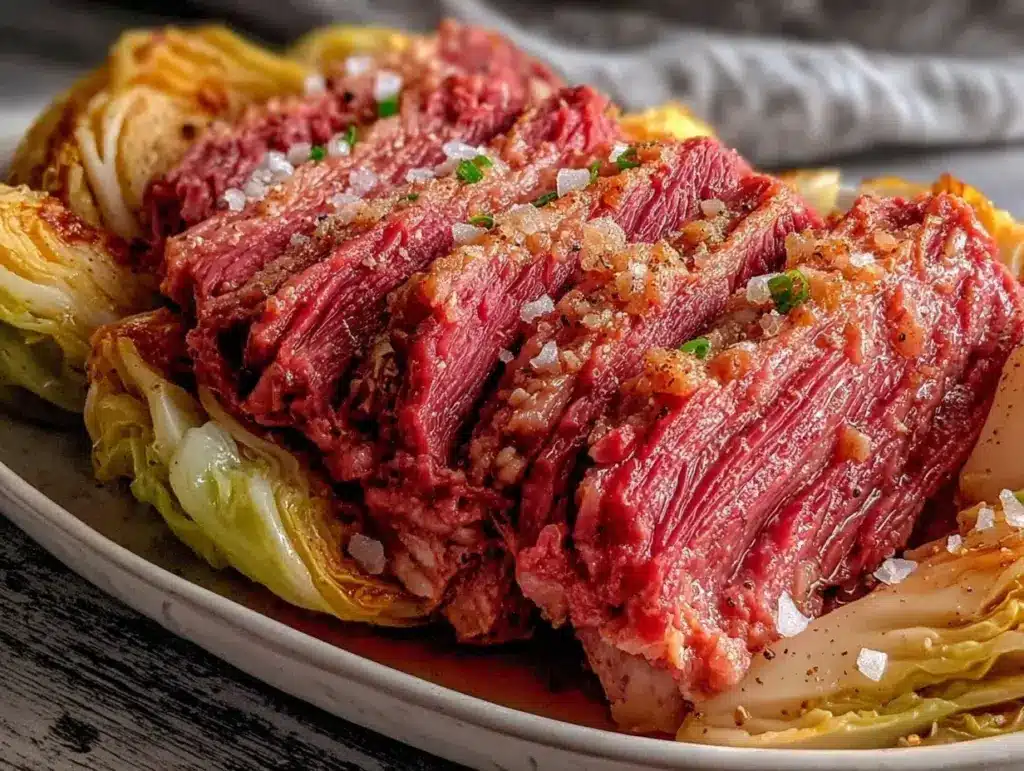 slow cooker guinness-braised corned beef - featured image