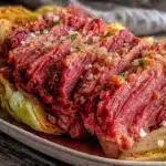 slow cooker guinness-braised corned beef - featured image