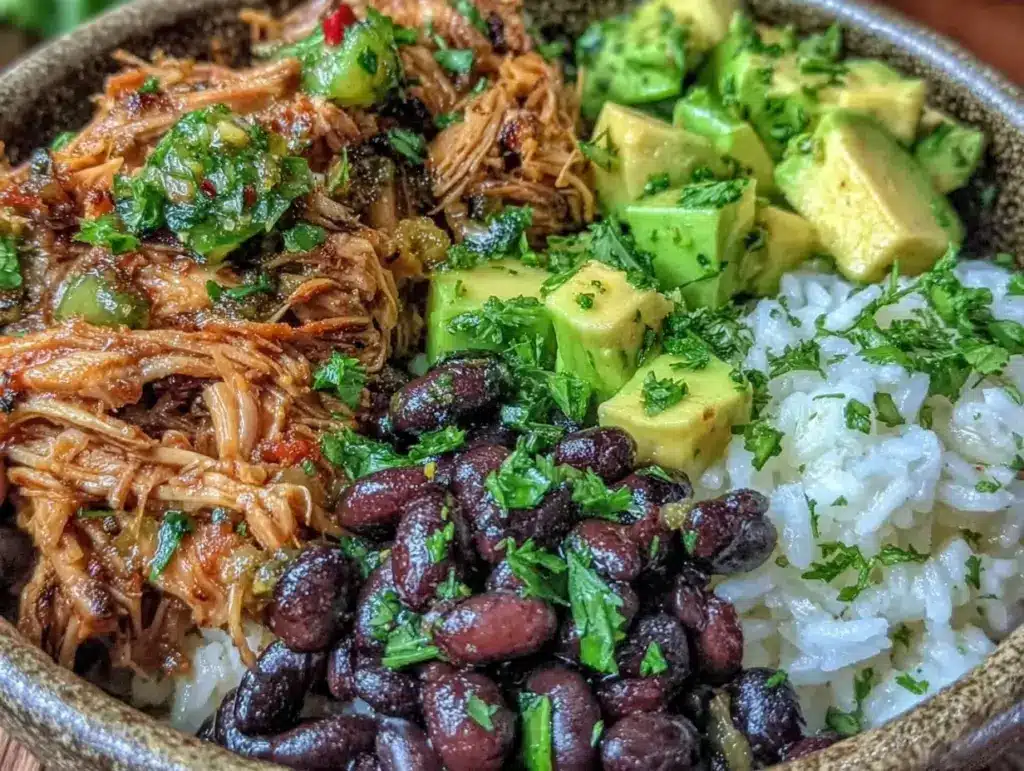 slow cooker salsa verde chicken burrito bowls - featured image