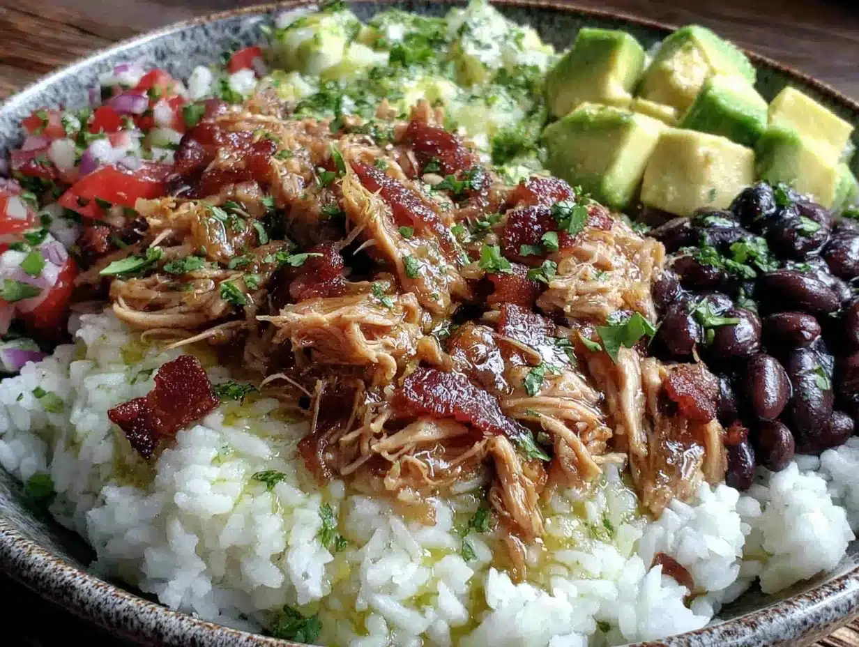 slow cooker salsa verde chicken burrito bowls preparation steps