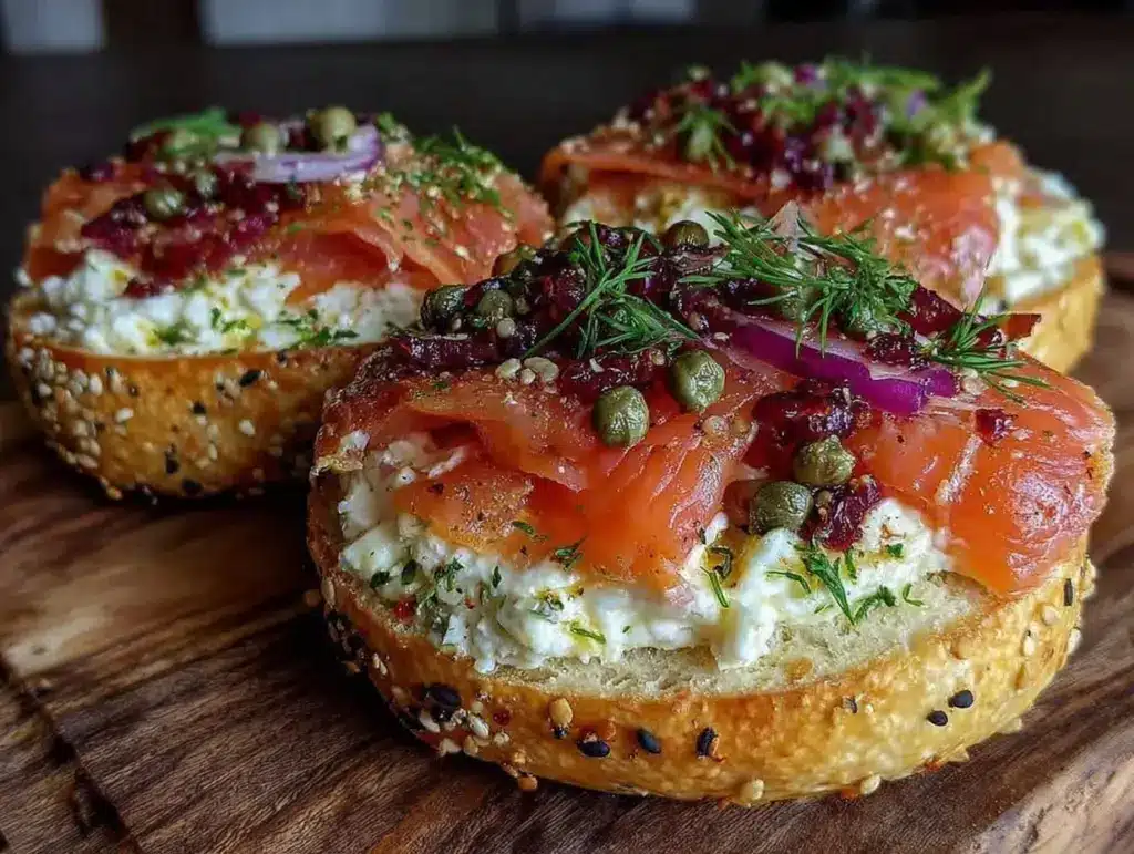 smoked salmon bagel brunch board - featured image