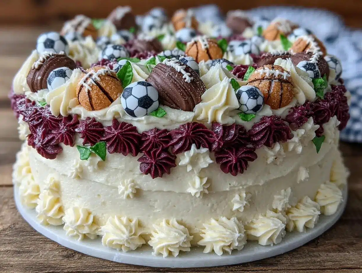 sports-themed buttercream cake preparation steps
