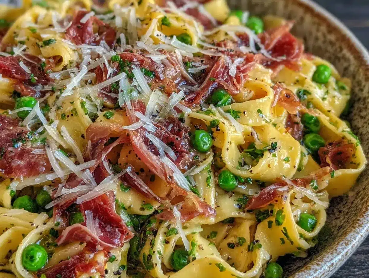 spring pea and prosciutto pasta preparation steps