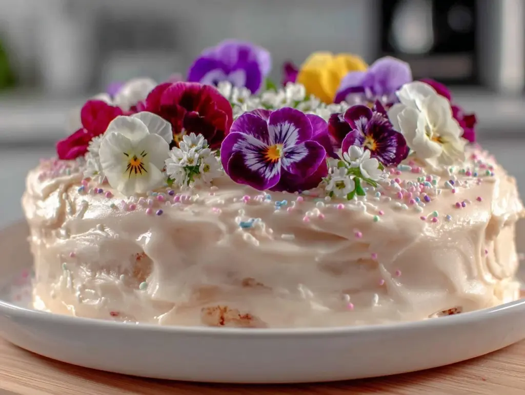 watercolor buttercream spring birthday cake - featured image