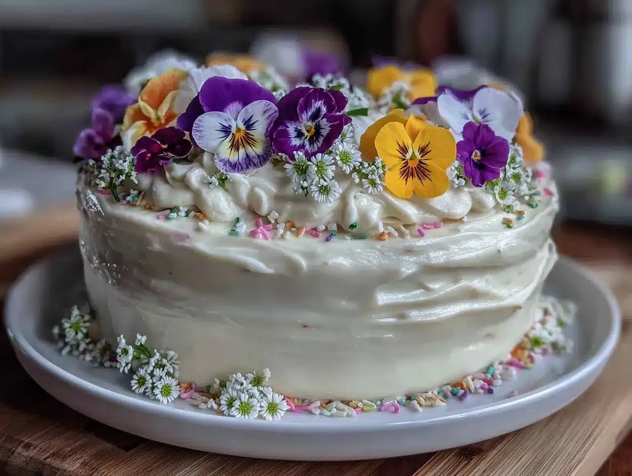 watercolor buttercream spring birthday cake preparation steps