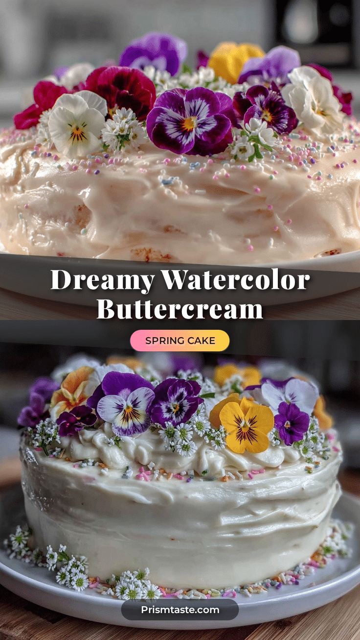 watercolor buttercream spring birthday cake recipe
