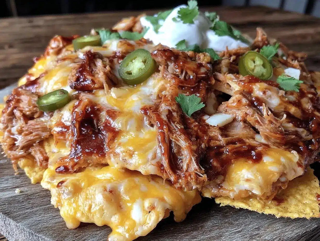 BBQ pulled pork nachos preparation steps