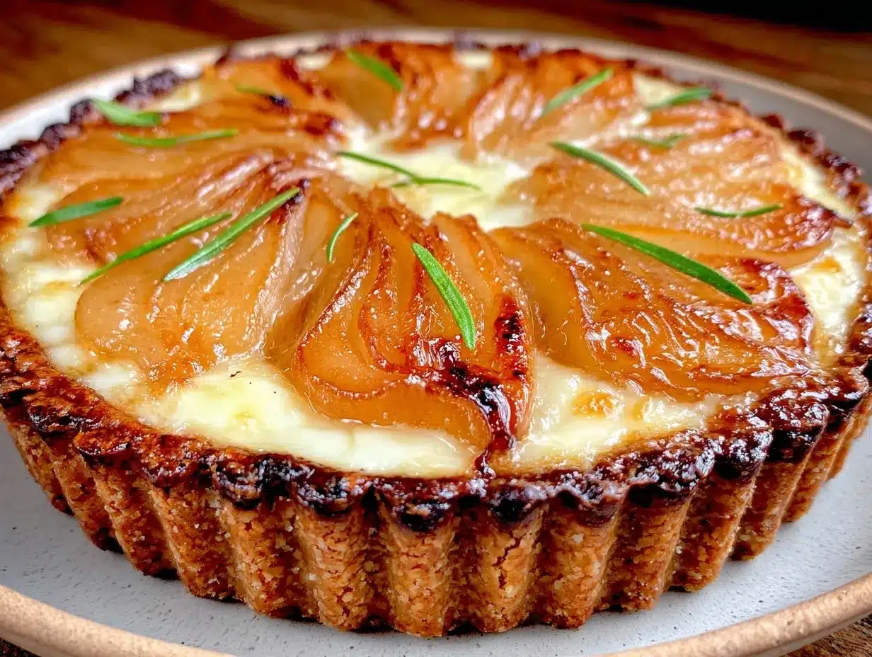 caramelized pear and brie tart preparation steps