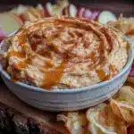 creamy caramel apple cheesecake dip - featured image