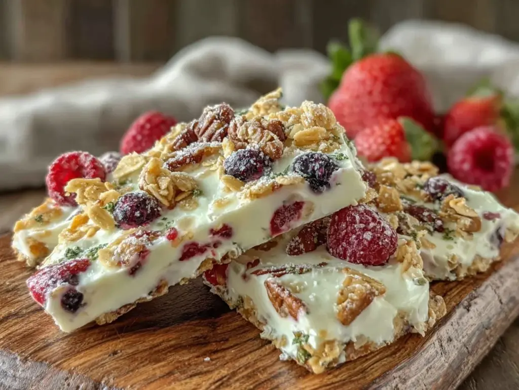 creamy frozen yogurt bark - featured image
