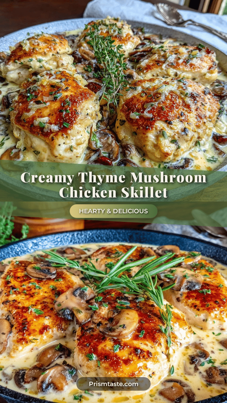 creamy mushroom and thyme chicken skillet recipe
