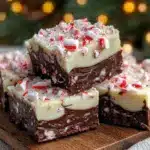 creamy peppermint bark fudge - featured image