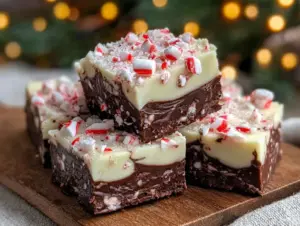creamy peppermint bark fudge - featured image