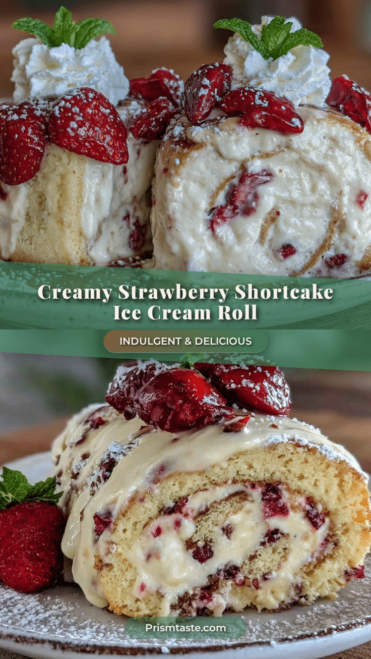creamy strawberry shortcake ice cream roll recipe