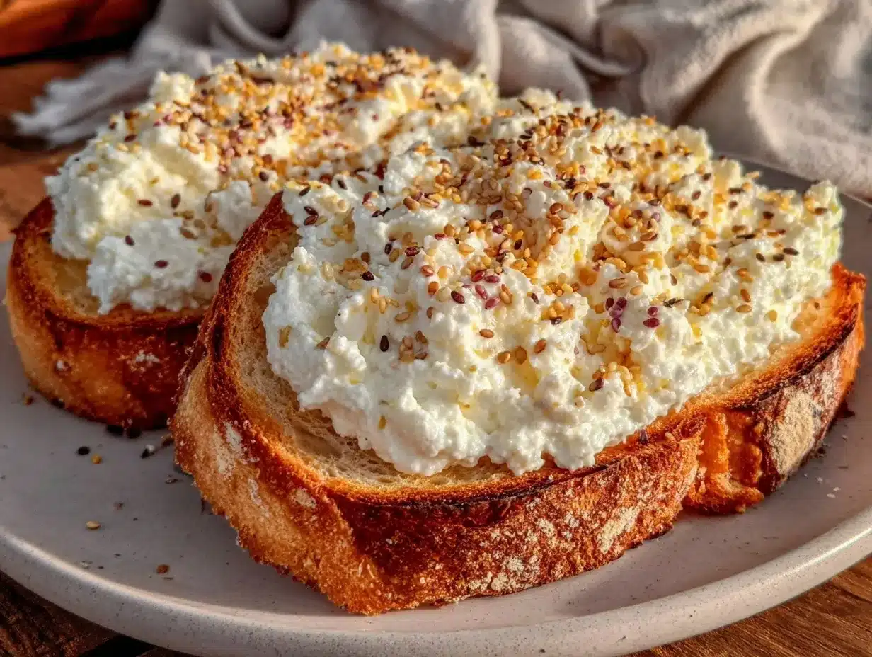 creamy whipped cottage cheese toast preparation steps