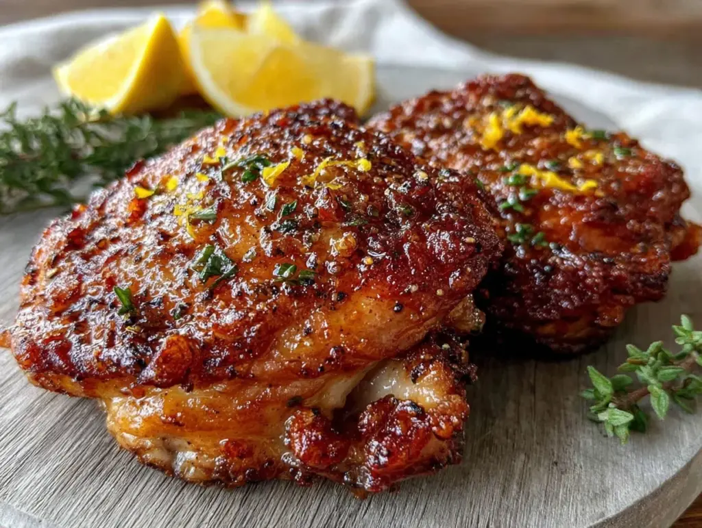 crispy air fryer chicken thighs - featured image