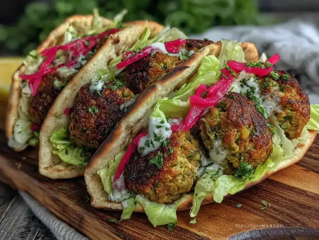 crispy baked falafel pita wraps - featured image