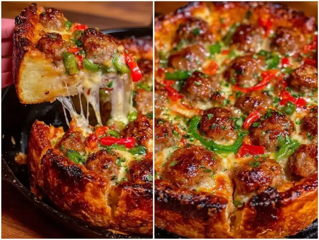 crispy cast iron deep dish pizza - featured image