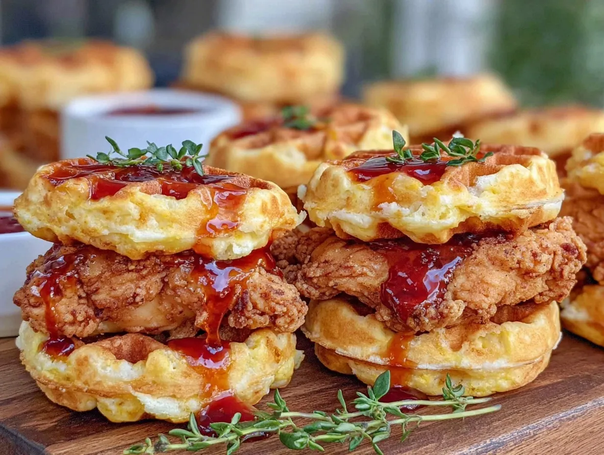 crispy chicken and waffle sliders preparation steps