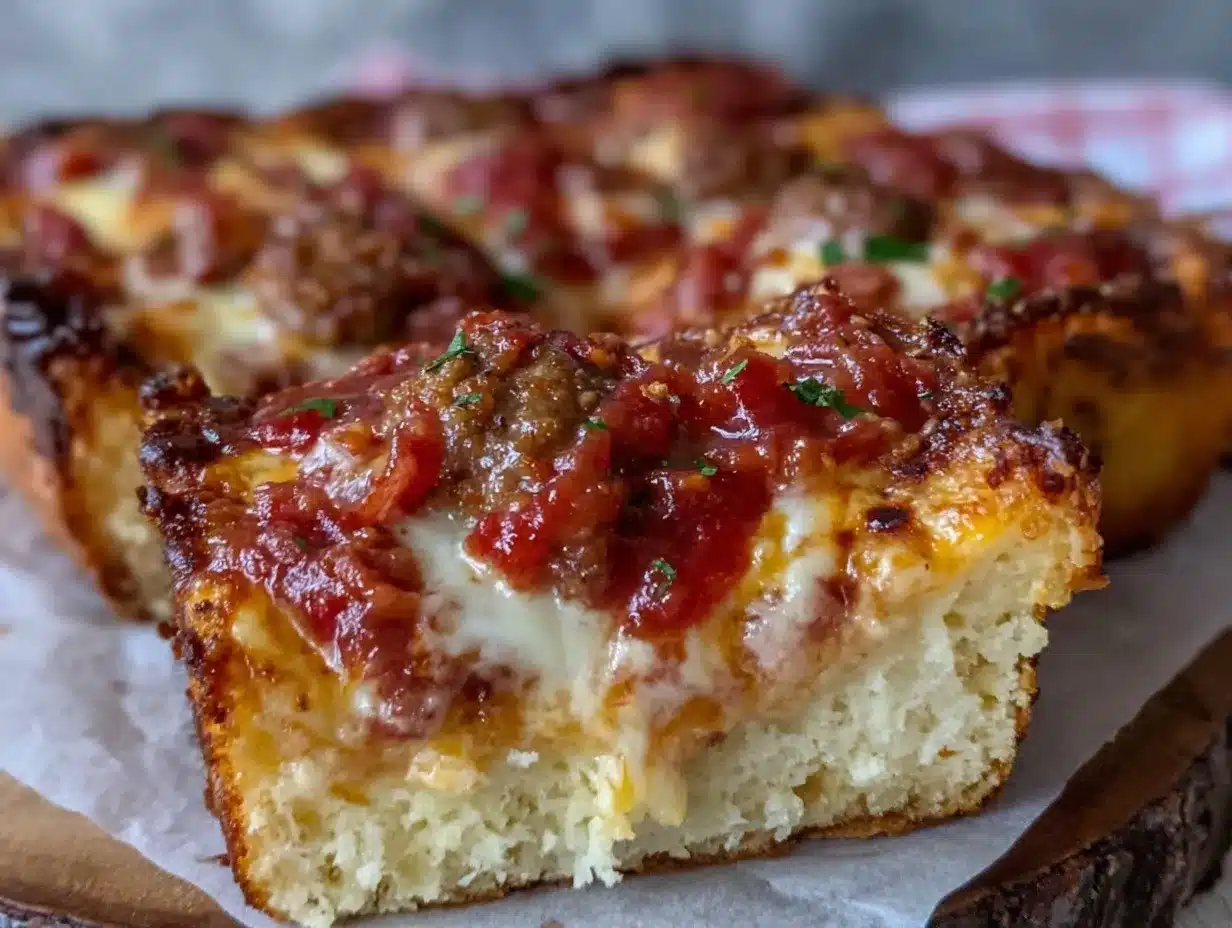 crispy Detroit-style pizza preparation steps