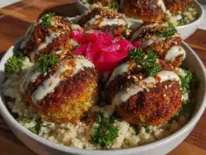 crispy mediterranean falafel bowl - featured image