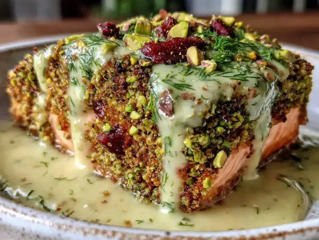 crispy pistachio-crusted baked salmon - featured image
