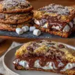 Crispy S’mores Stuffed Chocolate Chip Cookies - featured image