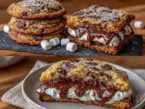 Crispy S’mores Stuffed Chocolate Chip Cookies - featured image