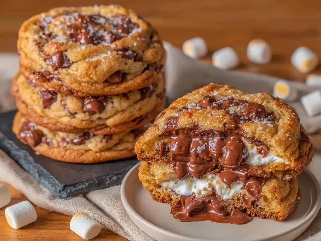 Crispy S’mores Stuffed Chocolate Chip Cookies preparation steps