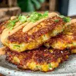 crispy zucchini corn fritter cakes - featured image